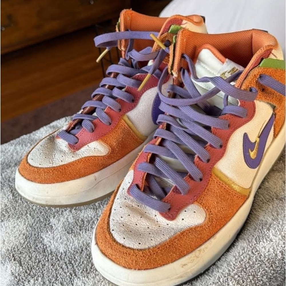 Nike High-Top Sneakers in Orange, Purple & White